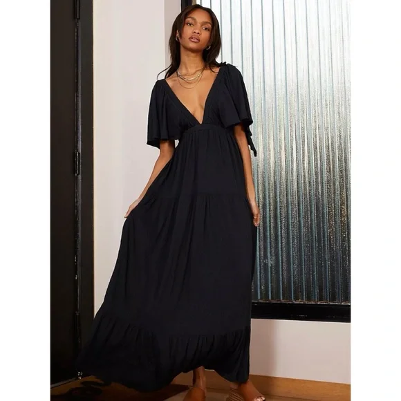 la la maxi dress free people Free People | Dresses | Nwt Free People Beach La La Maxi Dress Black  Plungeneckline Maxi Dress L